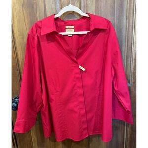 Gold Label Investments NoIron  NWOT Women's Red Button Front Blouse Size 22W